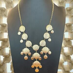 Bancroft Gold Tone Adjustable 25" Long Coin Style Dangle Statement Necklace